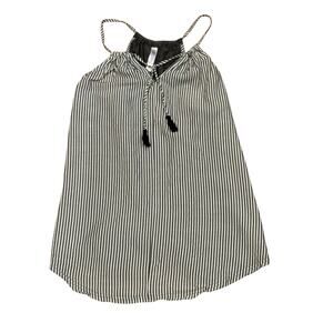 Gilligan & O'Malley Intimates Women’s Small Sleeveless Gray White Lounge Tank